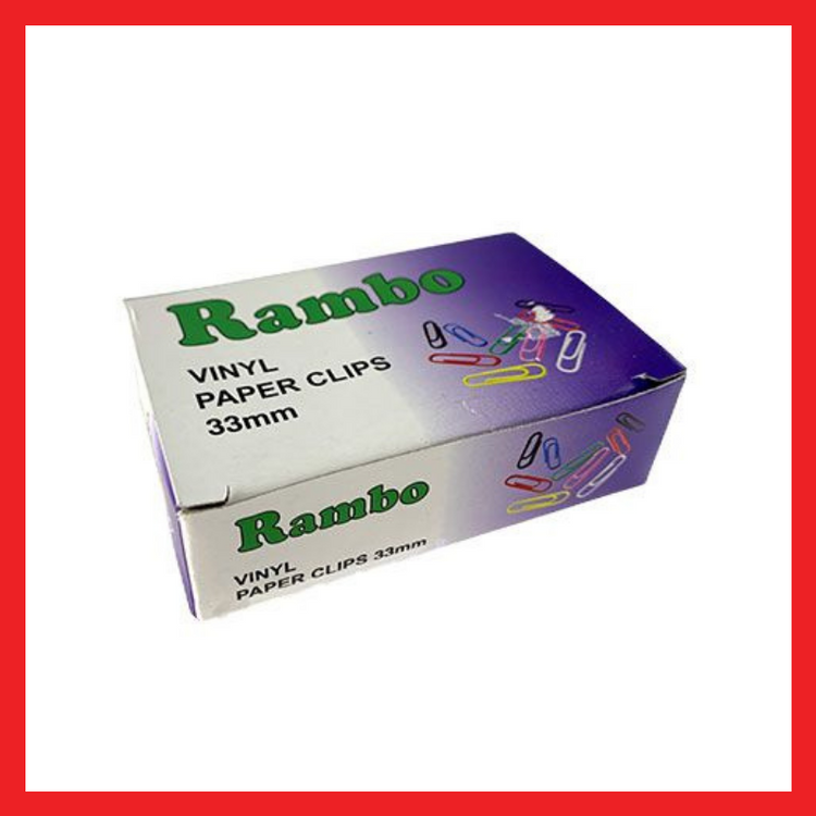 Rambo Vinyl Paper Clips | Assorted Colors | Small | 33mm | Big | 50mm | Per Box | Clips | COD