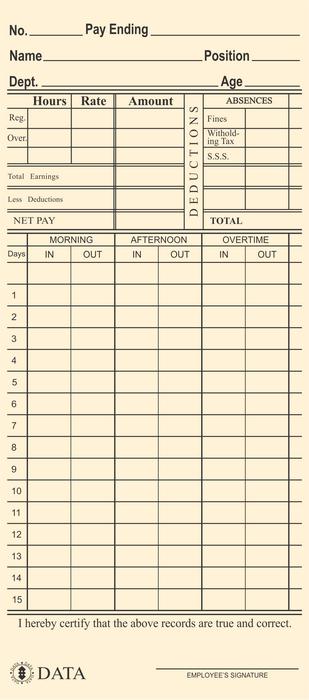 Time Card | Per Pack (100pcs)