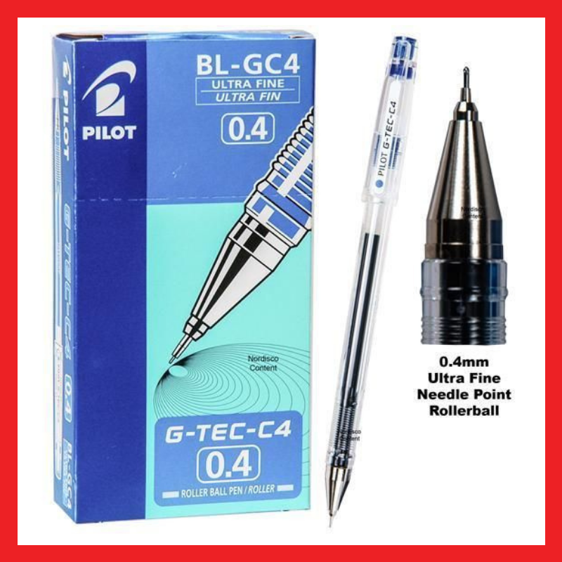 Pilot G-Tec Roller Ball Pen | Black | Blue | C-4 | 0.4mm | Office Supplies | COD