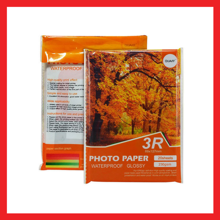 Quaff Photo Paper | 3R | 4R | Glossy | Waterproof | Paper Prints | Per Pack | COD