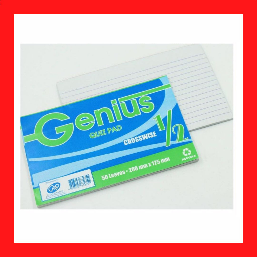 Genius Quiz Pad Paper | 1/2 Crosswise | Pad Paper | COD
